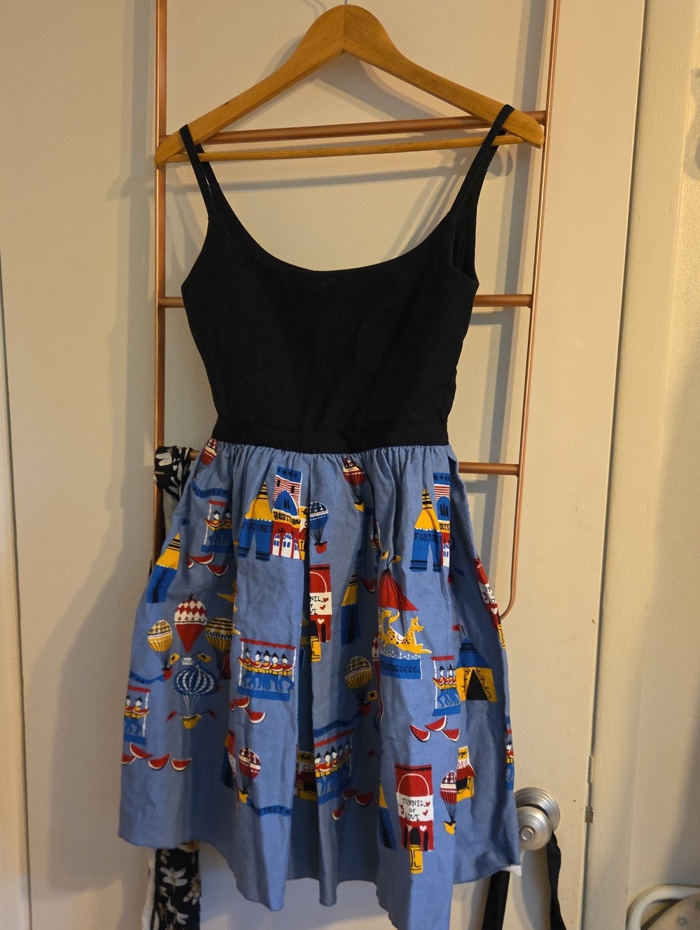 Anthropologie Blue Multi Midaxi Dress with Black Bodice